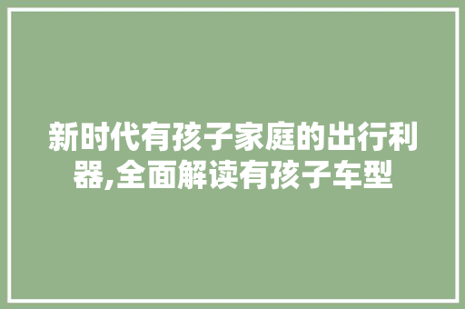 新时代有孩子家庭的出行利器,全面解读有孩子车型