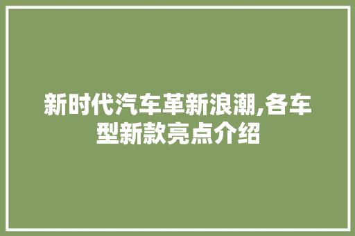 新时代汽车革新浪潮,各车型新款亮点介绍