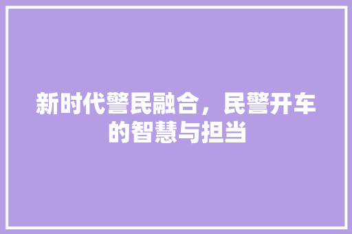 新时代警民融合，民警开车的智慧与担当