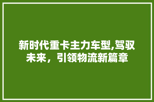 新时代重卡主力车型,驾驭未来，引领物流新篇章 新能源汽车