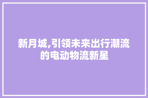 新月城,引领未来出行潮流的电动物流新星