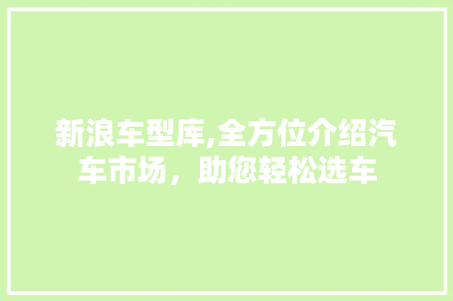 新浪车型库,全方位介绍汽车市场，助您轻松选车