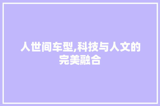 人世间车型,科技与人文的完美融合