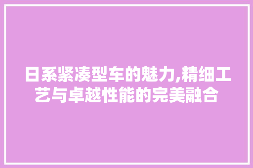 日系紧凑型车的魅力,精细工艺与卓越性能的完美融合