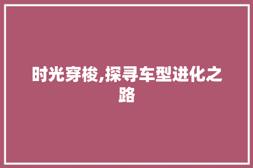 时光穿梭,探寻车型进化之路