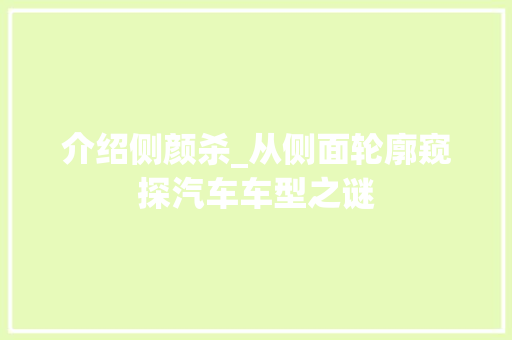 介绍侧颜杀_从侧面轮廓窥探汽车车型之谜