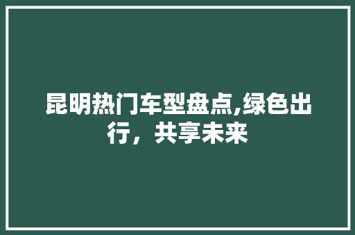 昆明热门车型盘点,绿色出行，共享未来