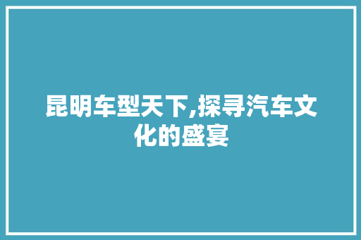 昆明车型天下,探寻汽车文化的盛宴