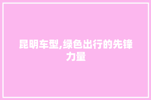 昆明车型,绿色出行的先锋力量
