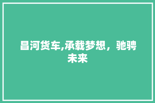 昌河货车,承载梦想，驰骋未来