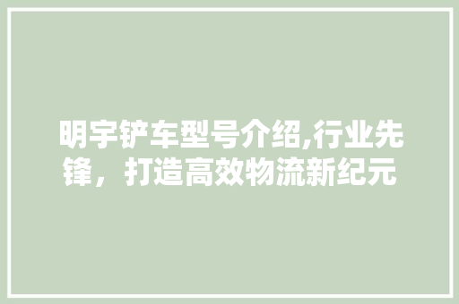 明宇铲车型号介绍,行业先锋，打造高效物流新纪元