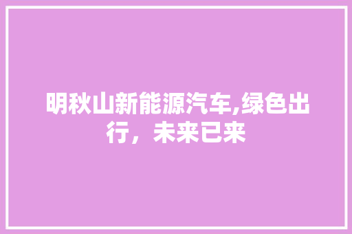 明秋山新能源汽车,绿色出行，未来已来