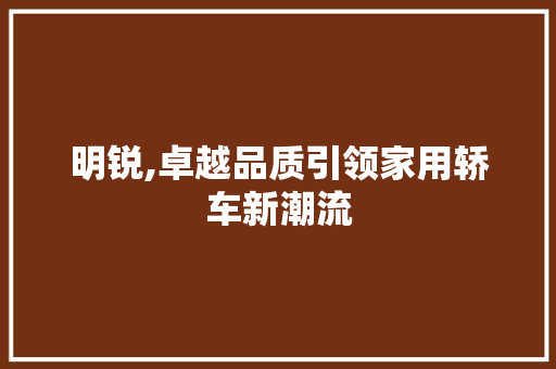 明锐,卓越品质引领家用轿车新潮流 汽车配件