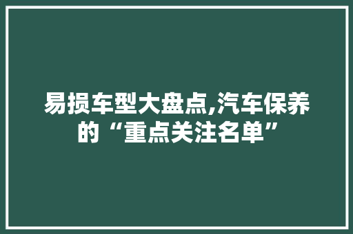 易损车型大盘点,汽车保养的“重点关注名单”