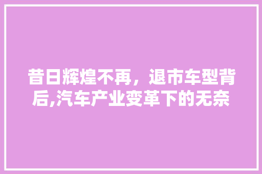 昔日辉煌不再，退市车型背后,汽车产业变革下的无奈与挑战