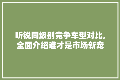 昕锐同级别竞争车型对比,全面介绍谁才是市场新宠