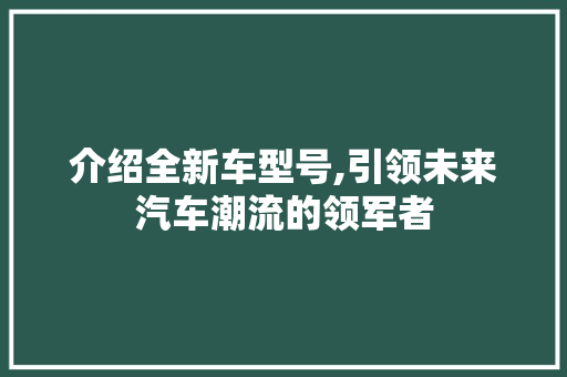 介绍全新车型号,引领未来汽车潮流的领军者