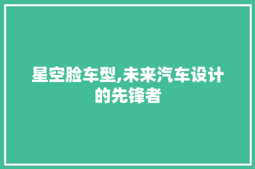 星空脸车型,未来汽车设计的先锋者