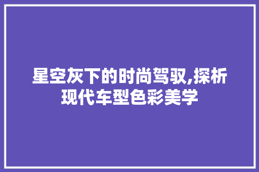 星空灰下的时尚驾驭,探析现代车型色彩美学