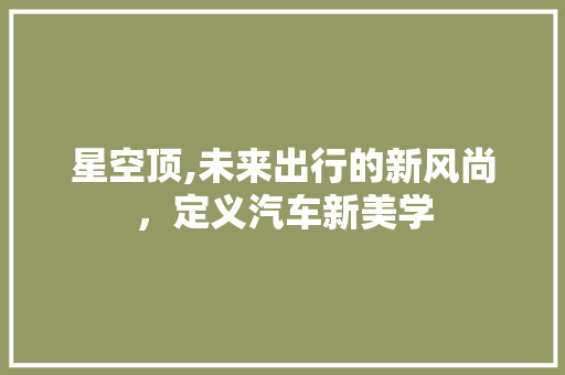 星空顶,未来出行的新风尚，定义汽车新美学