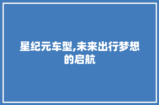 星纪元车型,未来出行梦想的启航