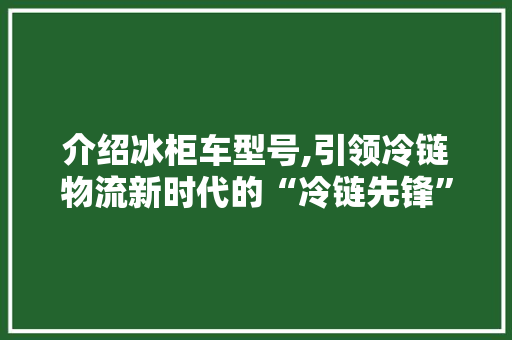 介绍冰柜车型号,引领冷链物流新时代的“冷链先锋”