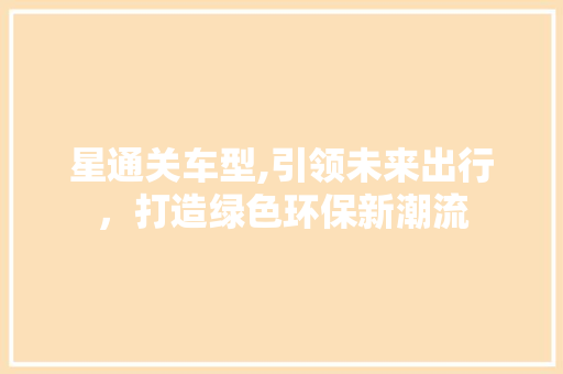 星通关车型,引领未来出行，打造绿色环保新潮流