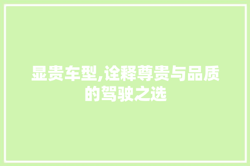 显贵车型,诠释尊贵与品质的驾驶之选