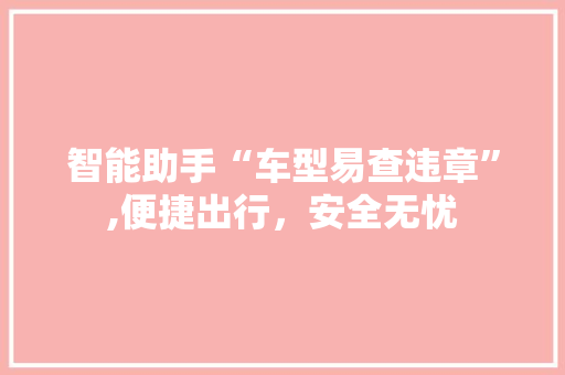 智能助手“车型易查违章”,便捷出行，安全无忧