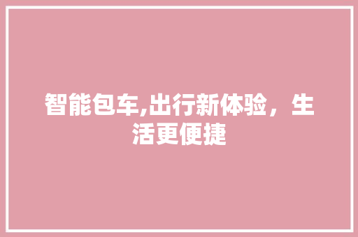 智能包车,出行新体验，生活更便捷