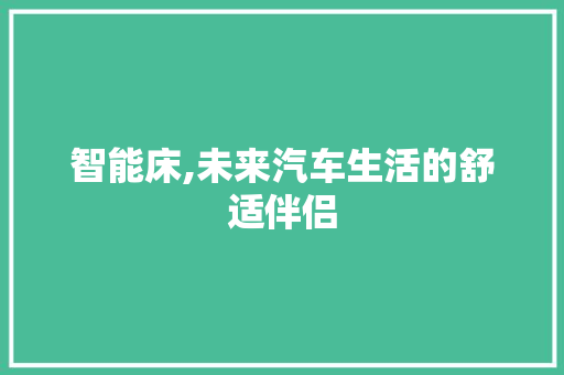 智能床,未来汽车生活的舒适伴侣