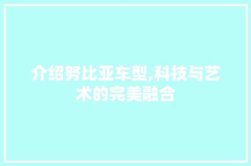 介绍努比亚车型,科技与艺术的完美融合