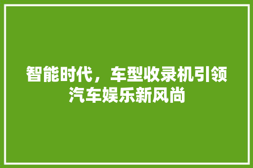 智能时代，车型收录机引领汽车娱乐新风尚