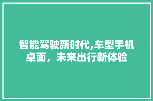 智能驾驶新时代,车型手机桌面，未来出行新体验