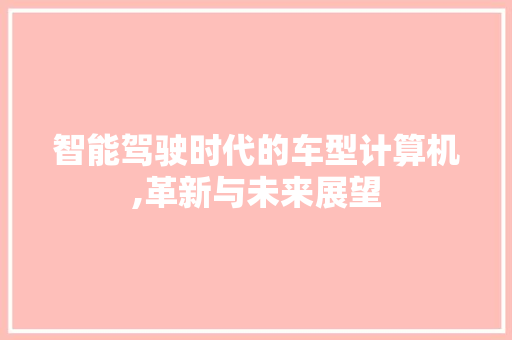 智能驾驶时代的车型计算机,革新与未来展望