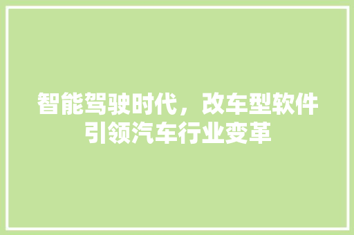 智能驾驶时代，改车型软件引领汽车行业变革