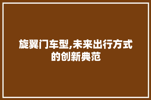 旋翼门车型,未来出行方式的创新典范