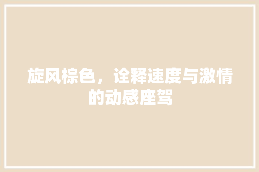 旋风棕色，诠释速度与激情的动感座驾