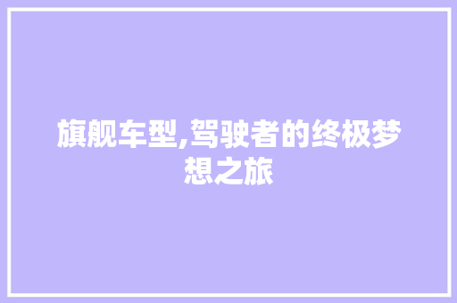 旗舰车型,驾驶者的终极梦想之旅 车身配件