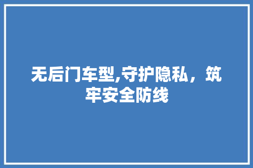 无后门车型,守护隐私，筑牢安全防线