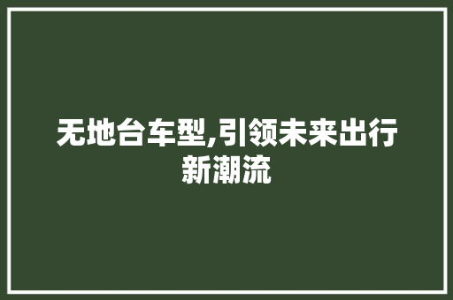无地台车型,引领未来出行新潮流