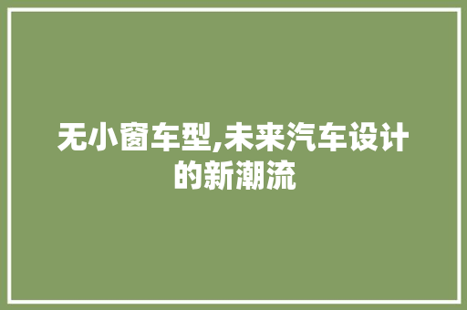 无小窗车型,未来汽车设计的新潮流