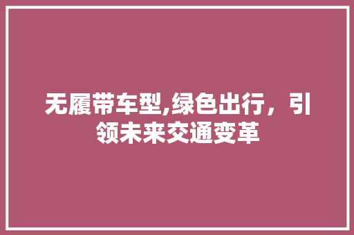 无履带车型,绿色出行，引领未来交通变革