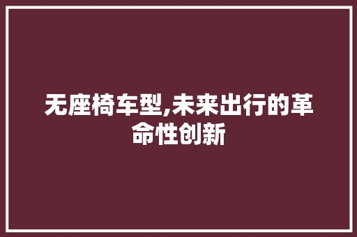 无座椅车型,未来出行的革命性创新