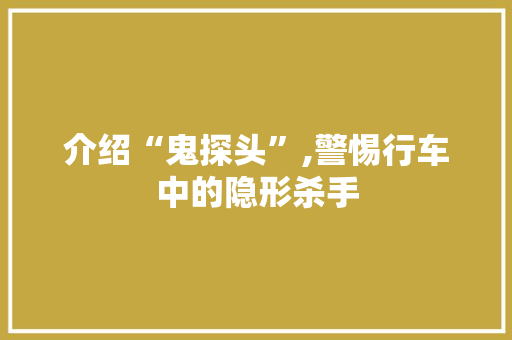 介绍“鬼探头”,警惕行车中的隐形杀手