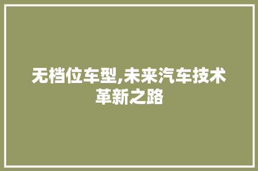 无档位车型,未来汽车技术革新之路