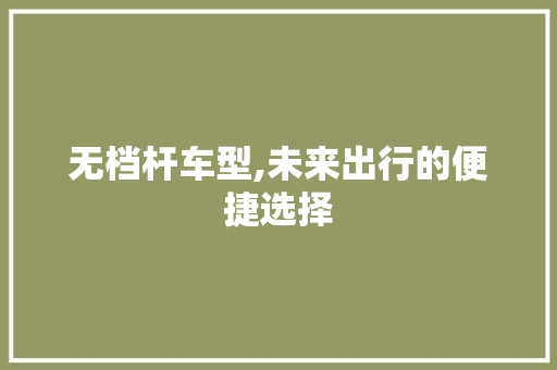 无档杆车型,未来出行的便捷选择