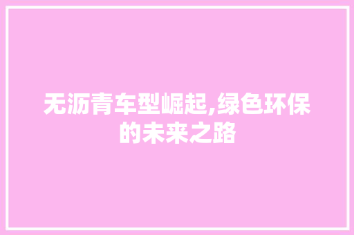 无沥青车型崛起,绿色环保的未来之路