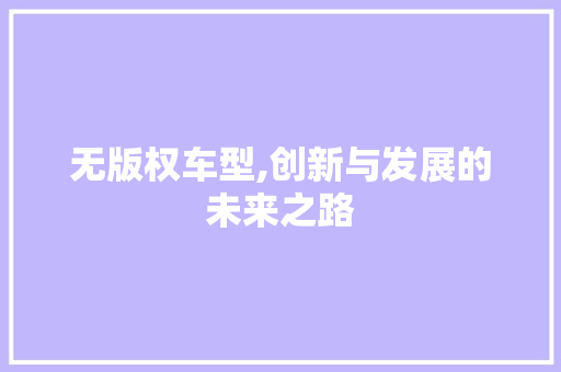 无版权车型,创新与发展的未来之路