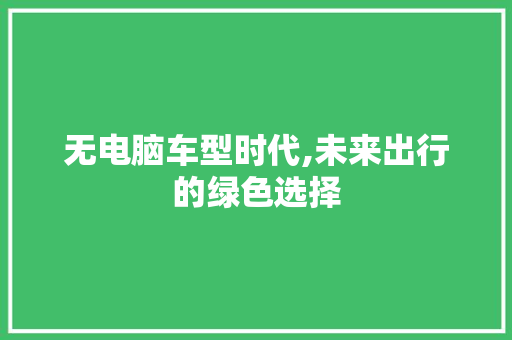 无电脑车型时代,未来出行的绿色选择